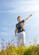 Joyful man showing excellent sign