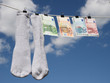 money laundering, euros drying up on the rope with socks money laundering, euros drying up on the rope with socks