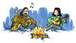 Ados au feu de camp