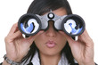 Business Woman Binoculars