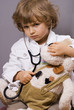 beautiful four years old playing with stethoscope