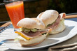 Ham and cheese sandwich and juice Ham and cheese sandwich and juice