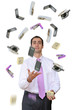 Too much work! Businessman juggling.