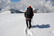 One climber trekking  down