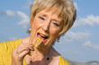 healthy eating, happy senior woman