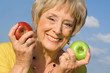 happy smiling attractive senior woman, healthy eating