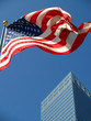 American flag and the skyscaper