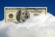 One hundred dollars banknote in the sky