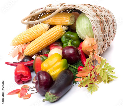 fruits and vegetables basket. colorful vegetables in asket
