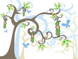 Illustration: magic tree baby BOY in a pod - illustrated art magic tree baby BOY in a pod - illustrated art