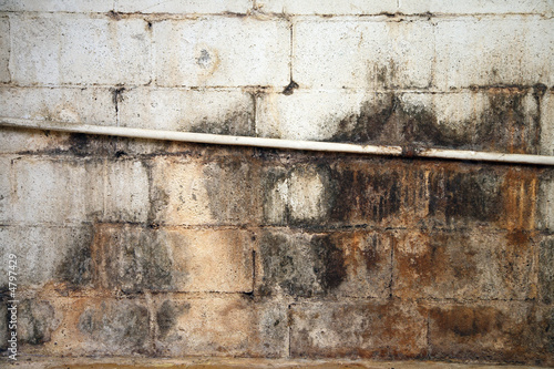 Foto: Water damaged and moldy basement wall Water damaged and moldy basement wall