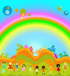 kids and rainbow