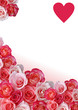 Abstract border, flowers, white and rose background