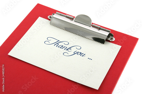 Photo: clipboard and thank you note clipboard and thank you note