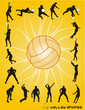 siluetas de personas jugando voleibol en vector siluetas de personas jugando voleibol en vector