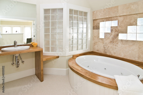 white bathroom with whirlpool tub