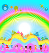 kids and rainbow