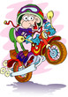 The odd fellow on a motorcycle