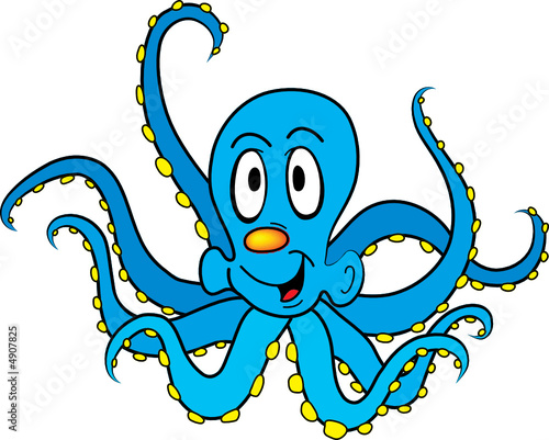 funny cartoon pics. Funny cartoon octopus isolated