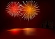 Red Fireworks - illustration with special lightning effects