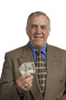 older businessman offering cash