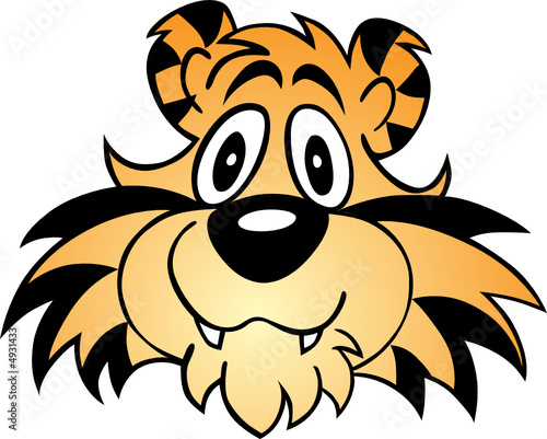 Illustrated Cartoon Tiger face isolated on white