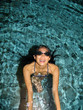 happy girl in the swimming pool at night happy girl in the swimming pool at night