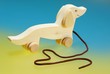 Wooden toys on  colorful background