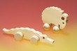 Wooden toys on  colorful background