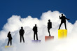 The winner reaches the sky. Metaphorical business scene The winner reaches the sky. Metaphorical business scene