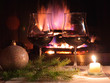 Romantic dinner, two glasses of wine, candle, christmas Romantic dinner, two glasses of wine, candle, christmas