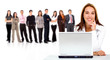 business team with woman on laptop