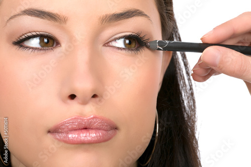 close up look of applying cosmetic pencil close up look of applying cosmetic pencil
