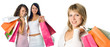 Shopping women team with colored pack