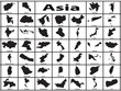 Vector silhouette of Asian countries Vector silhouette of Asian countries