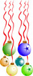 Christmas balls with red ribbon