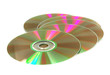 Many gold CD's isolated on the white background