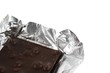 Opened chocolate bar isolated on white