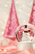 Snow globe with pink  trees