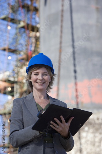 Photo: Successful woman oil platform engineer Successful woman oil platform engineer
