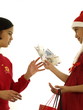 santa mädchen mit geschenken