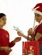 santa mädchen mit geschenken