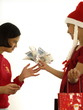 santa mädchen mit geschenken
