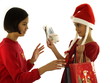 santa mädchen mit geschenken