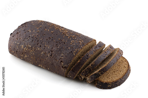 rye bread on white background 