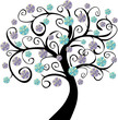 Arbre en fleurs bleues