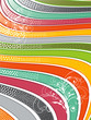 retro glossy rainbow wavy lines with swirls