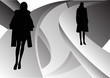 female silhouettes on catwalk female silhouettes on catwalk
