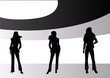 female silhouettes on catwalk female silhouettes on catwalk