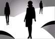 female silhouettes on catwalk female silhouettes on catwalk